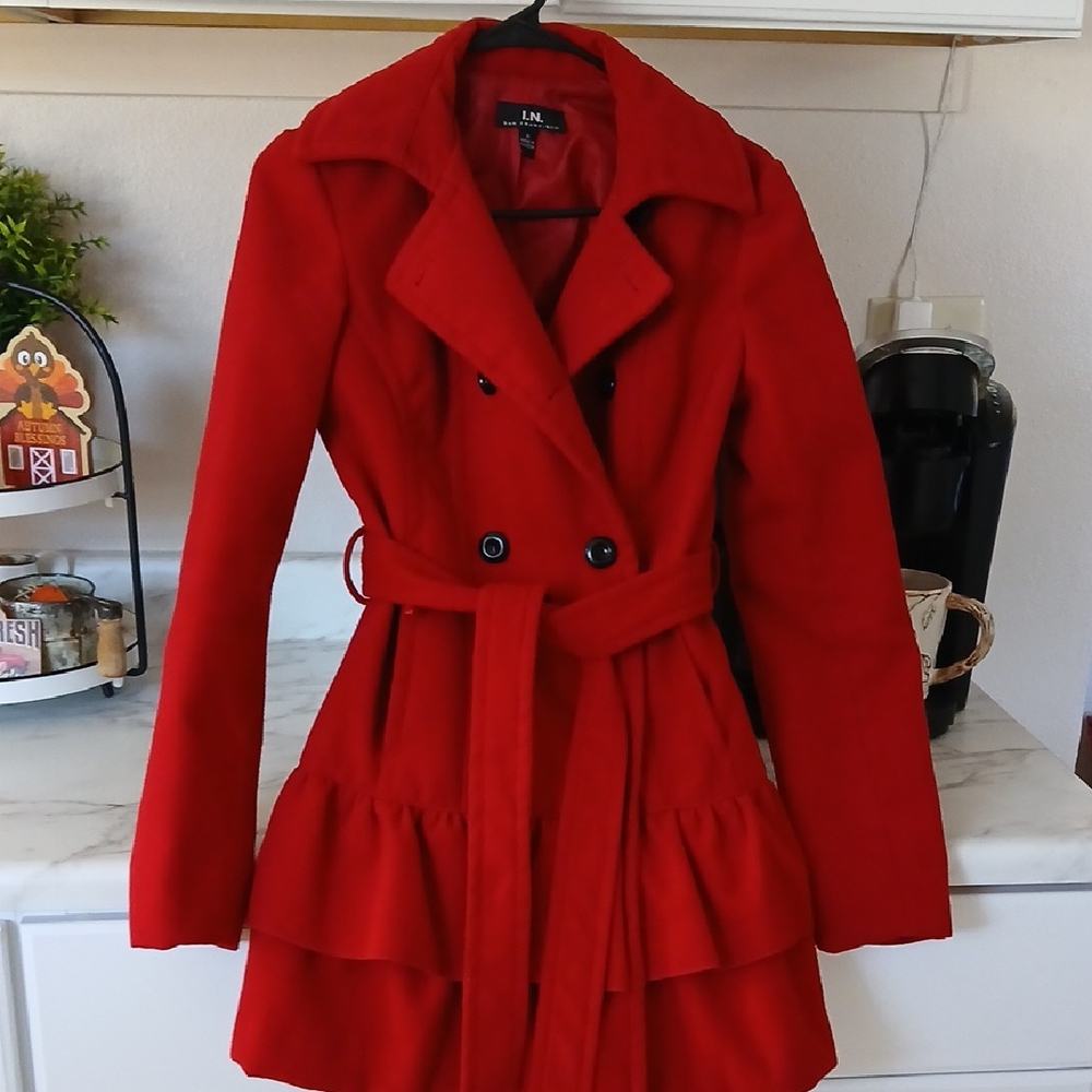 I.N. San Francisco Bold Red Trench Coat